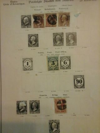 Early u.  s.  postage stamp lot with back of the book mostly on old pages 6