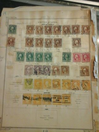 Early u.  s.  postage stamp lot with back of the book mostly on old pages 7