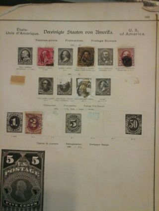 Early u.  s.  postage stamp lot with back of the book mostly on old pages 8