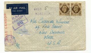 Uk Gb - Military In Egypt 1943? Censor Raf - Over 5 Grams Surcharge Airmail Cover