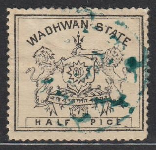 Wadhwan I.  F.  S.  1888 - 94 1/2p Black On Medium Or Thick Wove Paper,  All 4 Sides Perf.