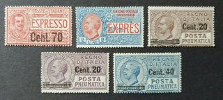 Classic Lot Surcharges 5 Stamps Vf Mlh Italy Italia B252.  30 0.  99$