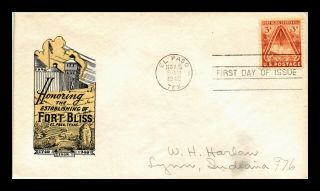 Us Cover Ioor Cachet Fort Bliss Centennial Fdc El Paso Texas