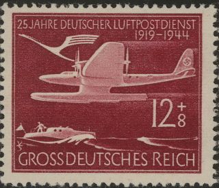 Stamp Germany Mi 867 Sc B252b 1944 Ww2 3rd Reich Airmail Seaplane Airplane Mng