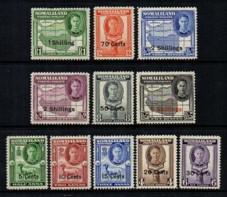 Somaliland 1951 Kgvi Currency Definitives - Set Of 11 - Sg 125/135 - Fm