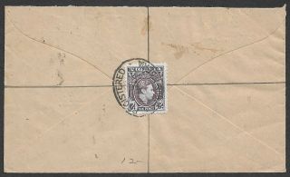 Nigeria KGVI 1sh on 1942 registered airmail cover to UK with DUMB censor Type II 2