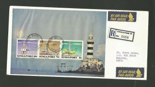 Singapore 1983 Lighthouse Sheetlet On Registered Cover To Nairobi Kenya