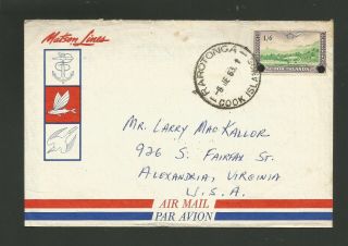 1963 Airmail Cover From Rarotonga Cook Islands To Us