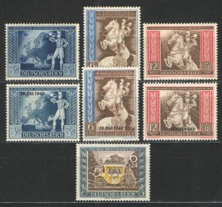 Germany Third Reich 1942 Sc B209 - B215 Mnh/mh F/vf - European Postal Congress