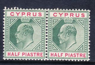 Cyprus Edward Vii 1904 Sg62 1/2pi - Watermark Mca - Unmounted Pair.  Cat £22
