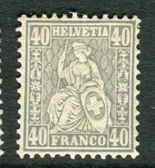Switzerland; 1867 - 78 Second Sitting Helvetia Design Hinged 40c.
