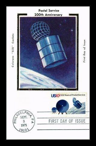 Dr Jim Stamps Us Satellites Postal Service Bicentennial Silk Fdc Maximum Card