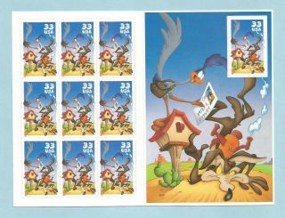 3391 Us Nh Sheet Of 10 Road Runner & Wile E Coyote Issued Year 2000