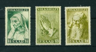 Germany Saar 1955 National Relief Fund Full Set Of Stamps.  Sg 362 - 364.