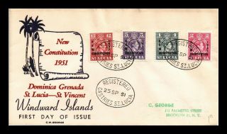 Dr Jim Stamps Constitution St Lucia Combo Fdc Scott 152 - 155 Cover