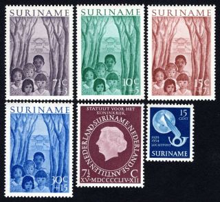 Suriname 1954 Set Of 6 Stamps Mi 346 - 351 Mh Cv=35.  2€