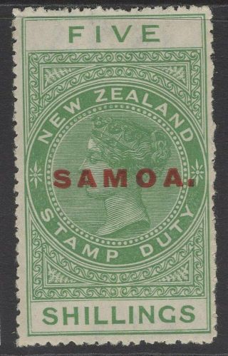 Samoa Sg124 1914 5/= Yellow - Green Mtd