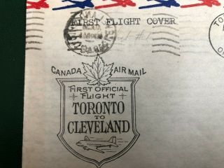 Canada,  1946 7c Airmail First Flight Cover Toronto to Cleveland 3