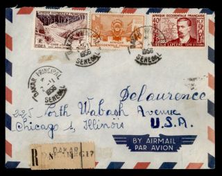 Dr Who 1956 French West Africa Dakar Senegal Registered Airmail To Usa E44040