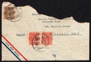 China 1946 Airmail Cover W/stamps From Shanghai (30.  3.  46) To London