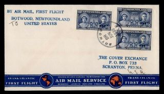 Dr Who 1939 Newfoundland Botwood To Usa First Flight Air Mail Pair C133956