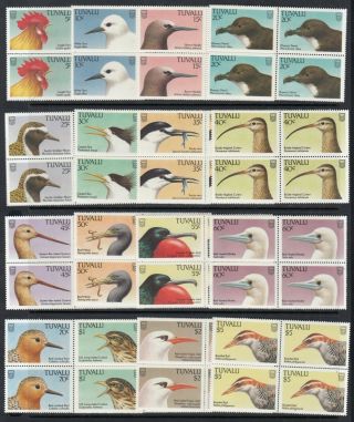 Tuvalu 1988 Birds Set Of 16 In Blocks Of 4,  Never Hinged