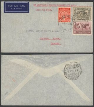 Australia 1935 - 1st Flight Air Mail Cover To Germany Via Greece 28295/9