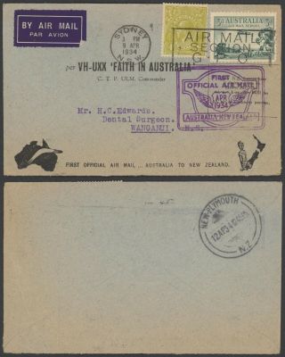 Australia 1934 - 1st Flight Air Mail Cover To Zealand 28295/10