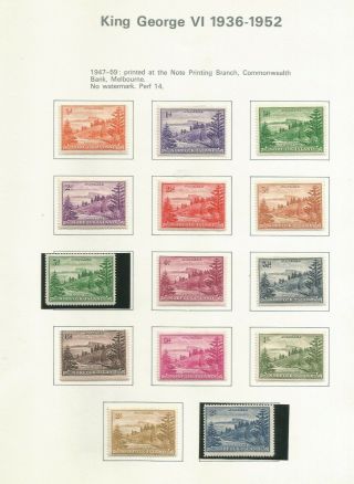 Norfolk Islands 1947/59 Small But Fresh Set Mounted On Album Page