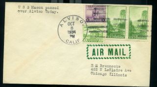 Uss Macon Postal Cover Zrs - 5,  Uss Macon Passed Alviso Ca.  Oct.  1934