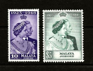 Malaya Johore (293) 1948 Royal Silver Wedding Very Fine Mounted To $5.  00
