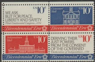 Scott 1543 - 46 - 1974 Commemoratives - 10 Cents First Continental Congress Block