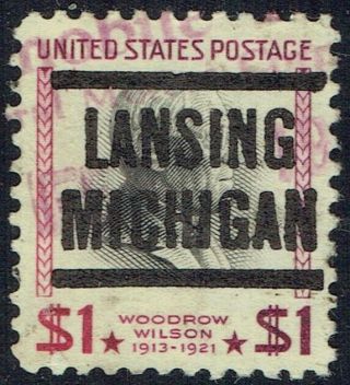 1954 $1.  00 Woodrow Wilson Local Precancel From Lansing Mi (832c - 204) 2nd Print