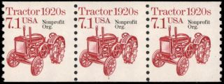 Us 2127a Mnh Plate 1 Coil Strip Of 3,  7.  1c Tractor