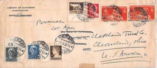Italy 1930 Multi Franked 10 Cover Library Of Congress To Cleveland Ohio