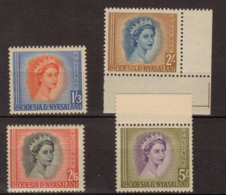 Rhodesia & Nyasaland:qeii:1954:1/3d To 5/ -,  Stamps.  Mnh.  C.  £44,