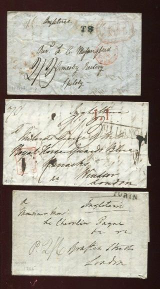 Italy Old Cover Lot Pre Stamp To London 3 Items