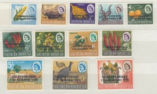 Southern Rhodesia Qeii 1964 Independence Set To £1 Mnh J6548