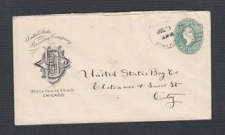 Usa 1890s 2c Postal Stationery Cover Brewing Advertising Chicago Illinois