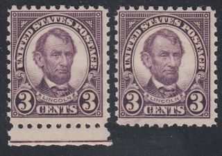 Tdstamps: Us Stamps Scott 584 (2) 3c Lincoln Nh Og Cv$125.  00