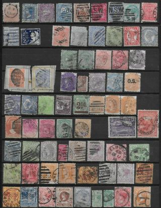3904: Australia; 128 Stamps,  N.  S.  W. ,  Victoria,  S,  W Australia,  Queensland,  Tasman