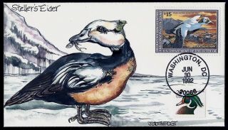 Fogt H/d Hand Painted Ooak : 1992 Federal Duck - Spectacled Eider W/$15.  00 Stamp