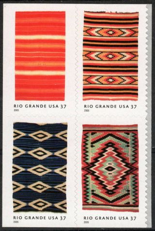 Usa Sc.  3929a 37c Rio Grande Blankets 2005 Mnh Bklt.  Block Of 4