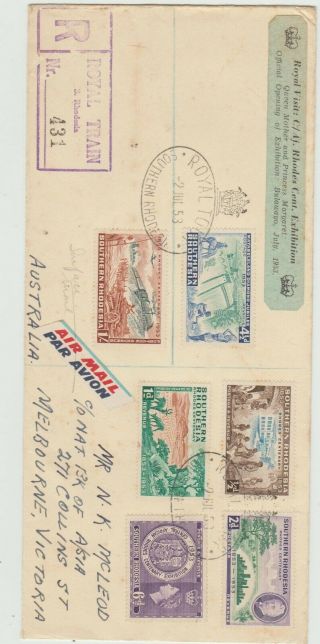 Southern Rhodesia 1953 Registered Cover From The Royal Train During Royal Visit