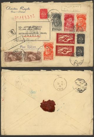 Portugal 1945 - Registered Air Mail Cover To Raimes France D200