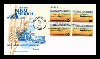 Dr Jim Stamps Us Rural America Kansas Hard Winter Wheat Fdc Cover Plate Block