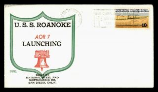 Dr Who 1975 Uss Roanoke Navy Ship Launch Beck Naval Cachet C131927