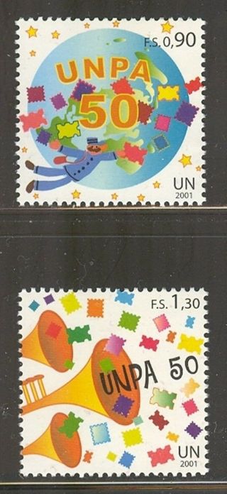 Un - Geneva 377 - 378,  2001 U.  N.  Postal Administration 50th Anniversary,  Nh