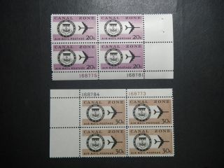 Canal Zone C45 And C46 Plate Block Of 4 Nh C45 Shiny C46 Dull Gum