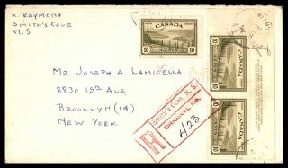 Canada Smith Cove Ns February 27 1960 Registered Cover Pair To Brooklyn Ny Usa